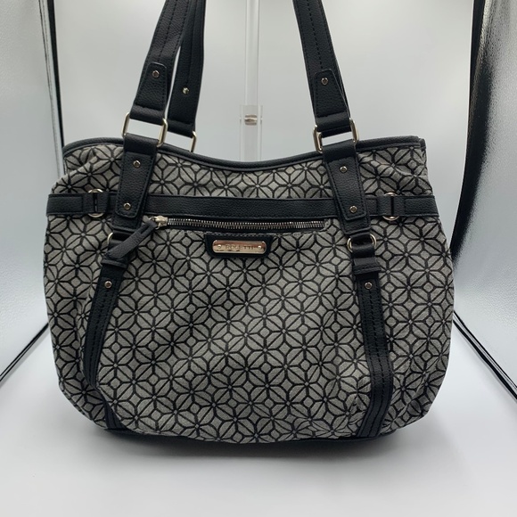 Rossetti shoulder/satchel in a black and grey geometric jacquard pattern - Picture 1 of 12